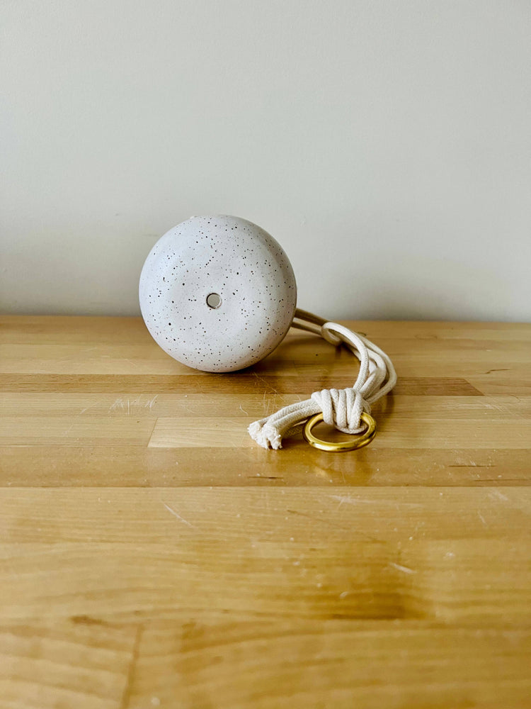 Hanging Orb Planter with Cord - White - Handmade Ceramic : Speckled sand / Large