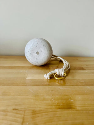 Hanging Orb Planter with Cord - White - Handmade Ceramic : Speckled sand / Large