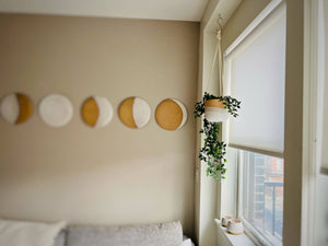 Hanging Orb Planter with Cord - White - Handmade Ceramic : Speckled sand / Large