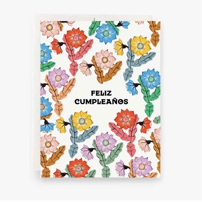 Orchid Cactus Feliz Cupleanos Greeting Card