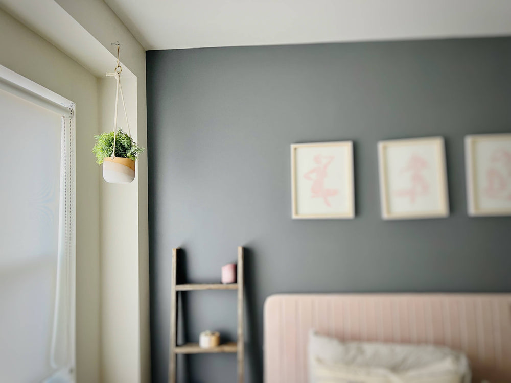 Hanging Orb Planter with Cord - White - Handmade Ceramic : Speckled sand / Large