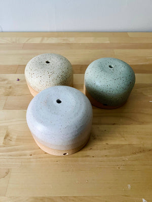 Hanging Orb Planter with Cord - White - Handmade Ceramic : Speckled sand / Large
