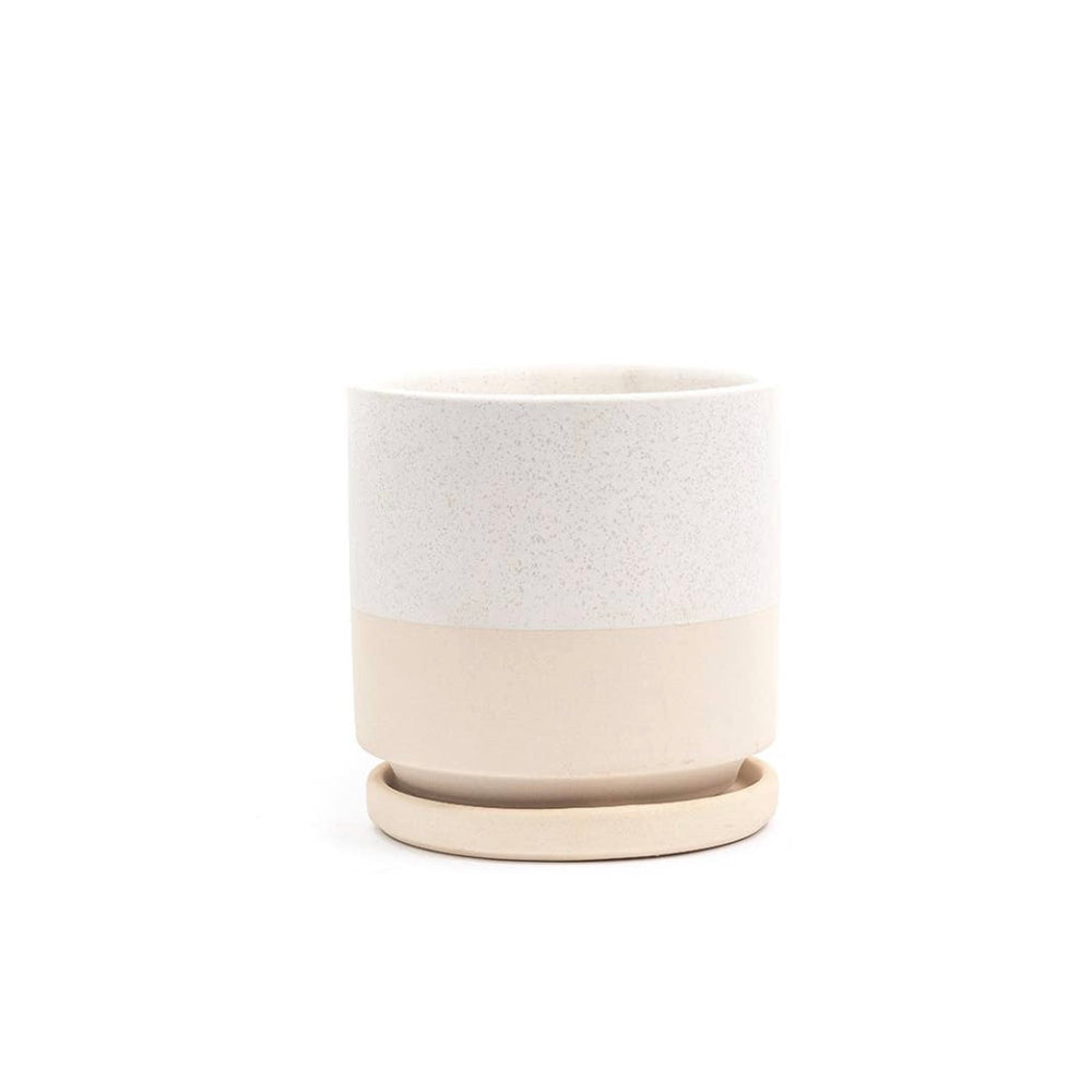 Half White/Half Tan Cylinder Pot