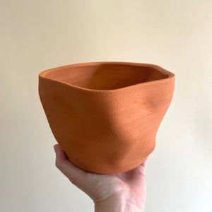 Katie Troisi Pottery Raw Wobble Planter in Terra Cotta