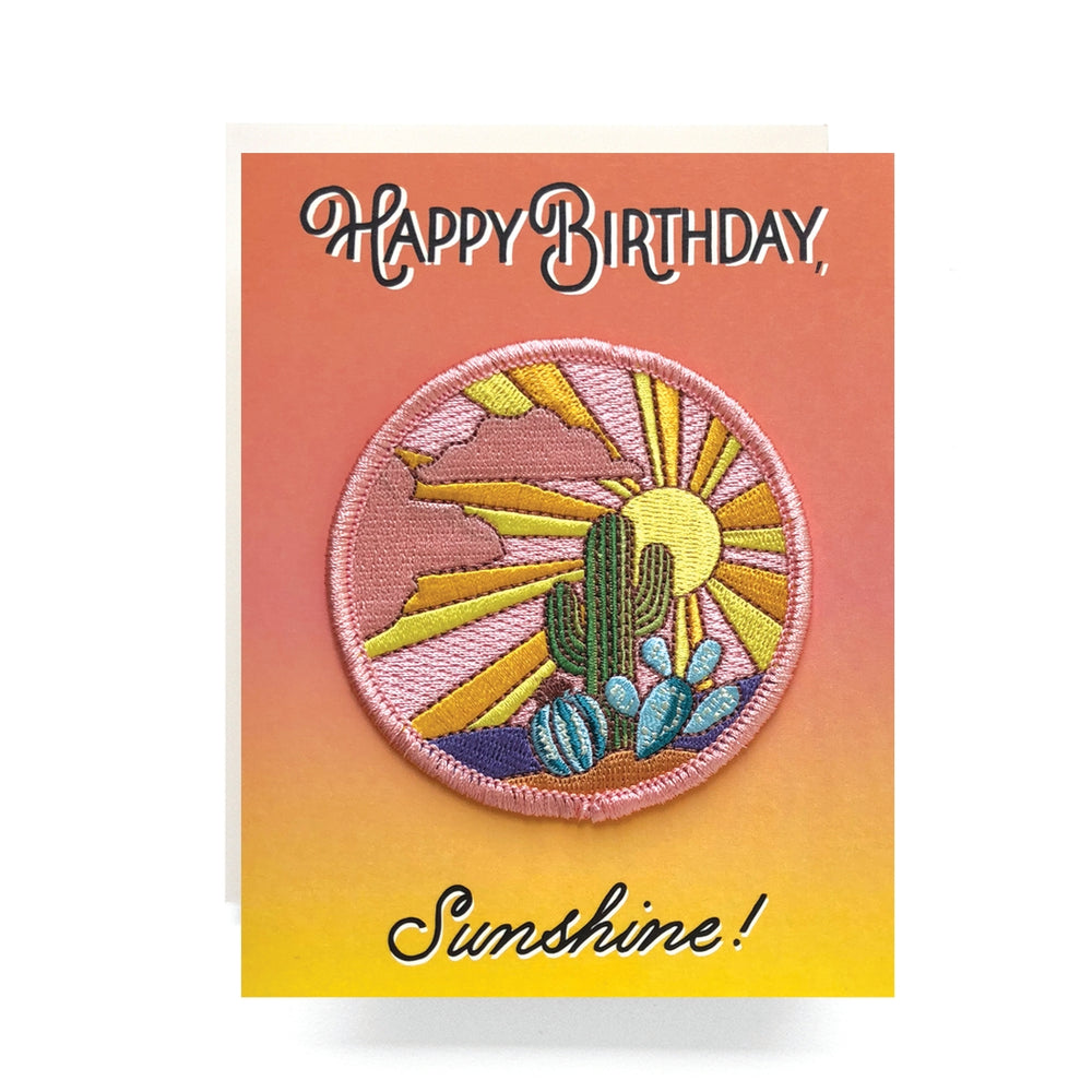 Patch Greeting Card - Cactus Sunset Birthday